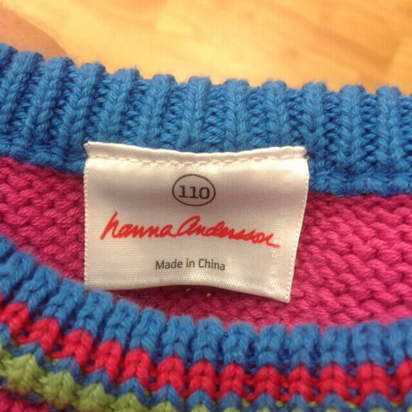 Hanna Andersson Girls Sweater Vest Size 110 5 Snowflake Pink Blue Orange Green - Picture 4 of 4